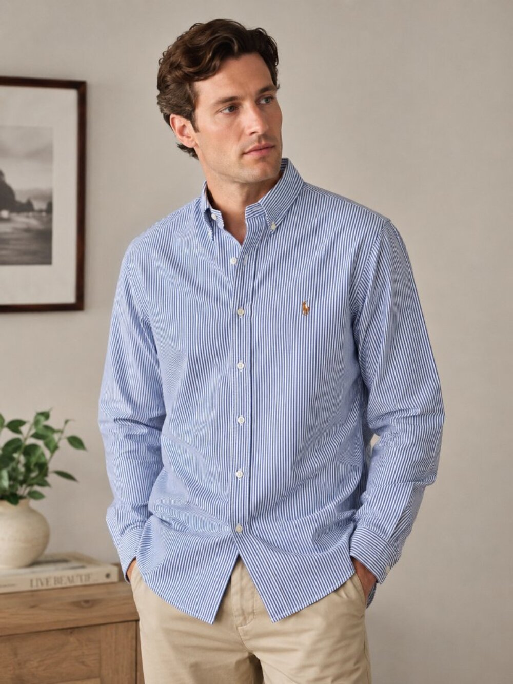 Ralph Lauren Yarmouth 16.5-35 Blue Pinpoint Oxford Shirt 100% Cotton Button Down